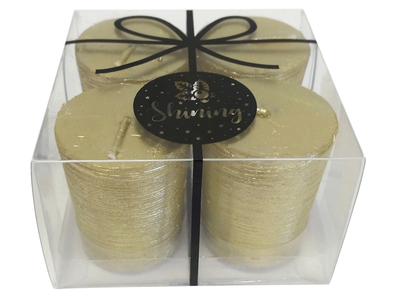 Świeca Shinning 4 szt. 5,5 cm złote 41839