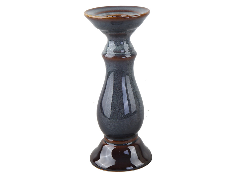 Świecznik ceramiczny Blanka 13 cm niebiesko-brązowy 261218
