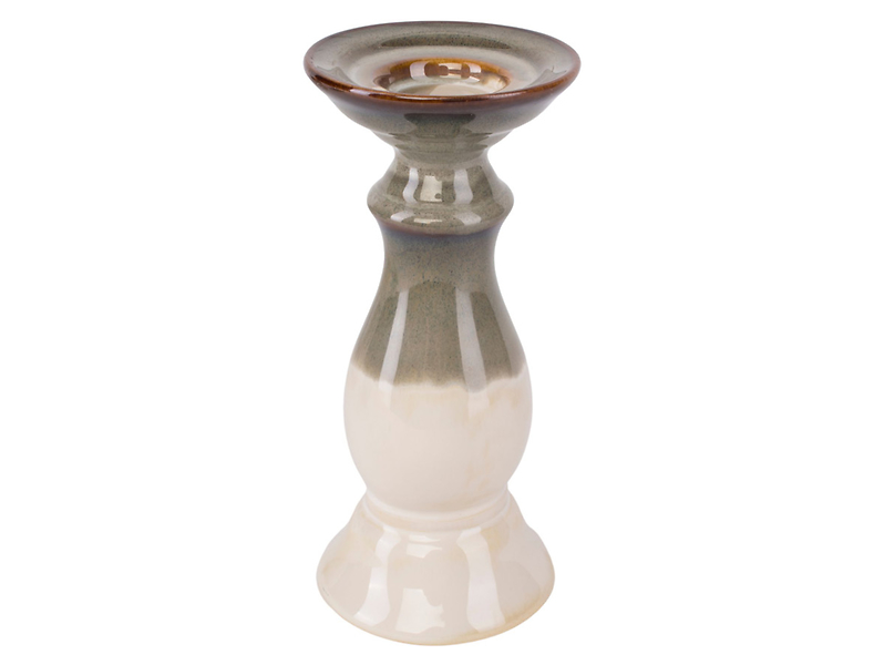 Świecznik ceramiczny Blanka 19 cm beżowo-kremowy 261223