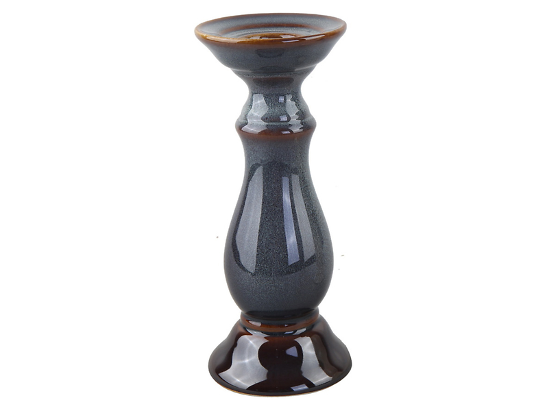 Świecznik ceramiczny Blanka 19 cm niebiesko-brązowy 261219