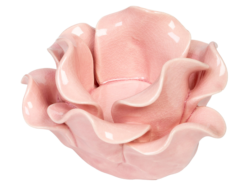 Świecznik ceramiczny Róża 7,5 cm różowy 30565