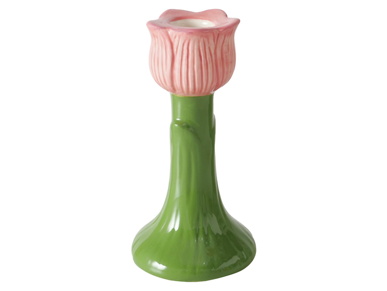 Świecznik ceramiczny Tulipan 14 cm różowy 487253
