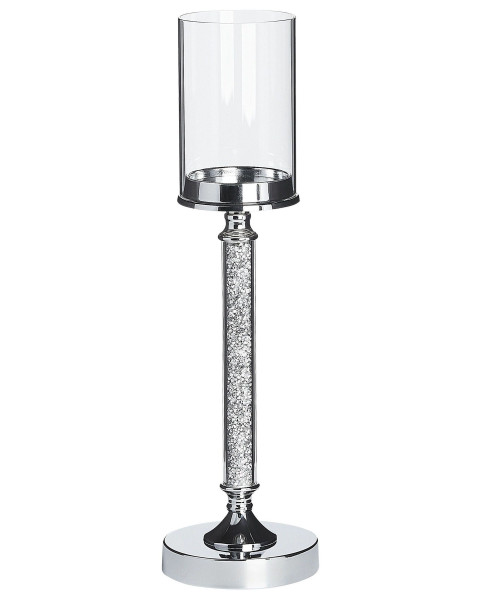 Świecznik lampion metal 48 cm srebrny 110293