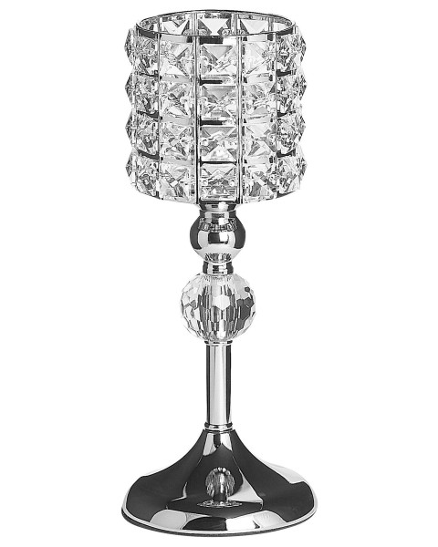 Świecznik lampion metal szkło srebrny 67628