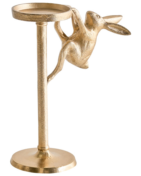 Świecznik metal 24 cm złoty z królikiem 784829