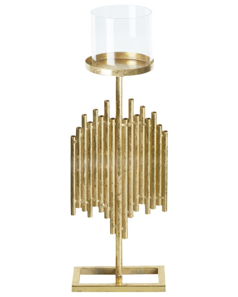 Świecznik metal szkło 53 cm złoty 67643