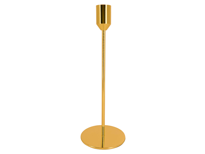 Świecznik na świecę szpicę metalowy 22,5 cm złoty 310699