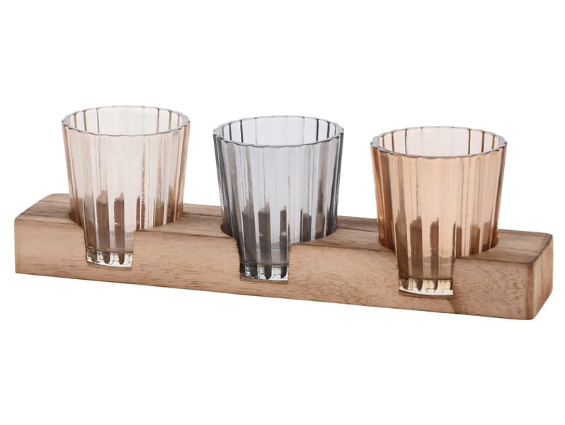 Świecznik na tealight potrójny różowy 47200