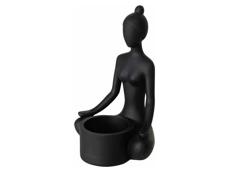 Świecznik na tealight Yoga 15 cm czarny mix wzorów 751558