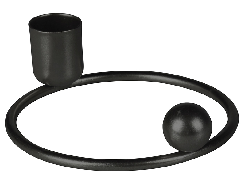 Świecznik Orbi metalowy 10 cm czarny 48793