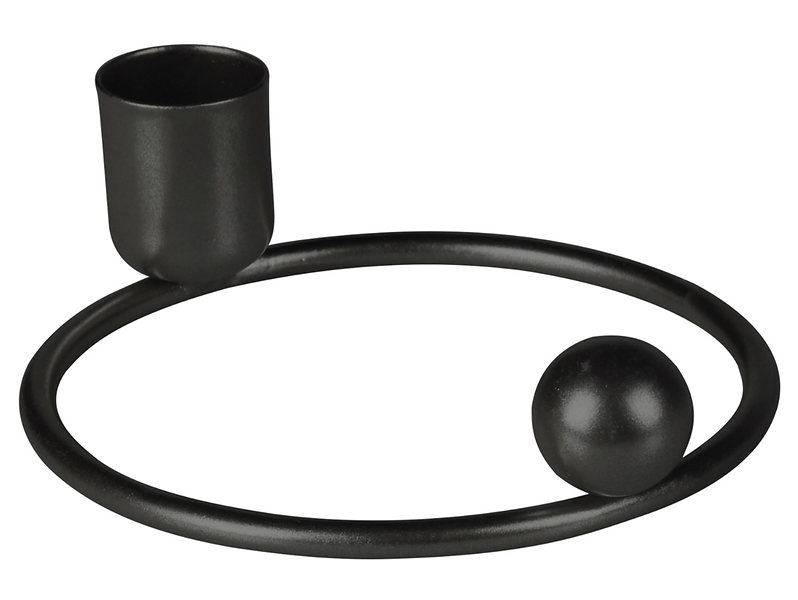 Świecznik Orbi metalowy 12 cm czarny 48795