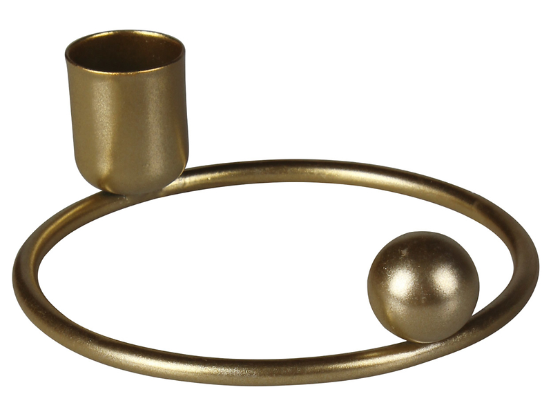 Świecznik Orbi metalowy 12 cm złoty 48796