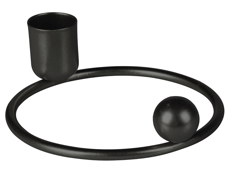 Świecznik Orbi metalowy 8 cm czarny 48797