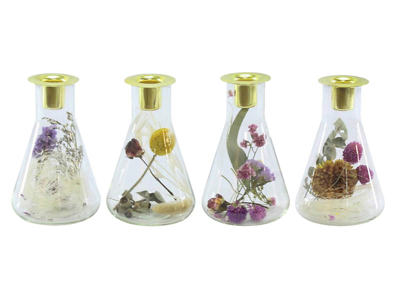 Świecznik Suszone Kwiaty 15 cm mix kolorów 49710