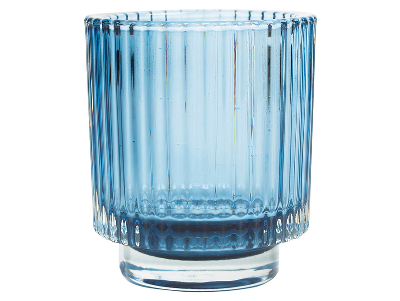 Świecznik szklany t-light Plisa 10 cm niebieski 42349