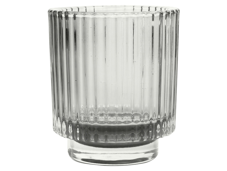 Świecznik szklany t-light Plisa 10 cm szary 42348