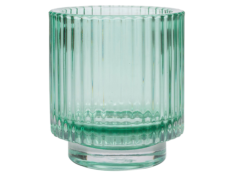 Świecznik szklany t-light Plisa 10 cm zielony 42351