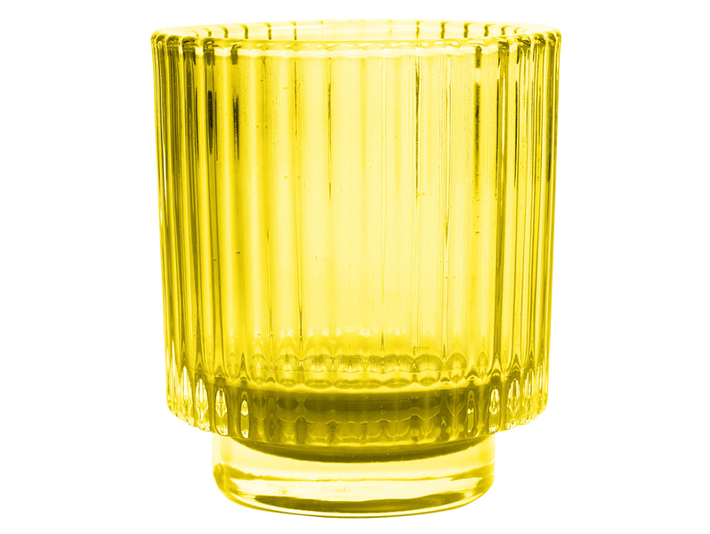 Świecznik szklany t-light Plisa 10 cm żółty 42350