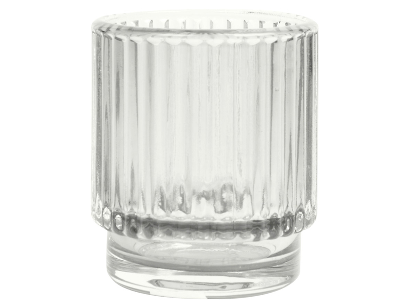Świecznik szklany t-light Plisa 8 cm jasnoszary 42352