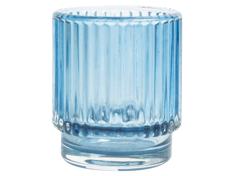 Świecznik szklany t-light Plisa 8 cm niebieski 42353