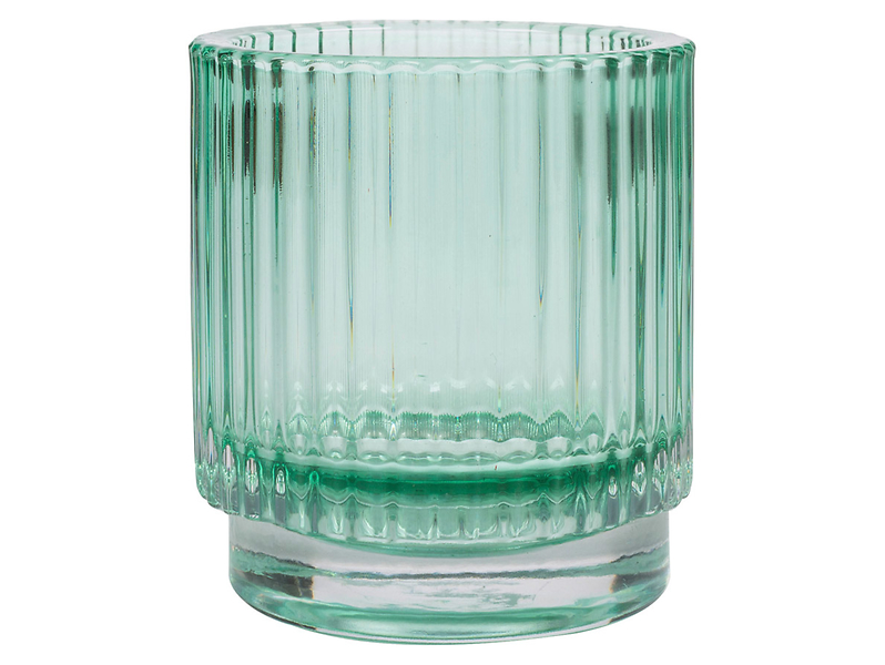 Świecznik szklany t-light Plisa 8 cm zielony 42355