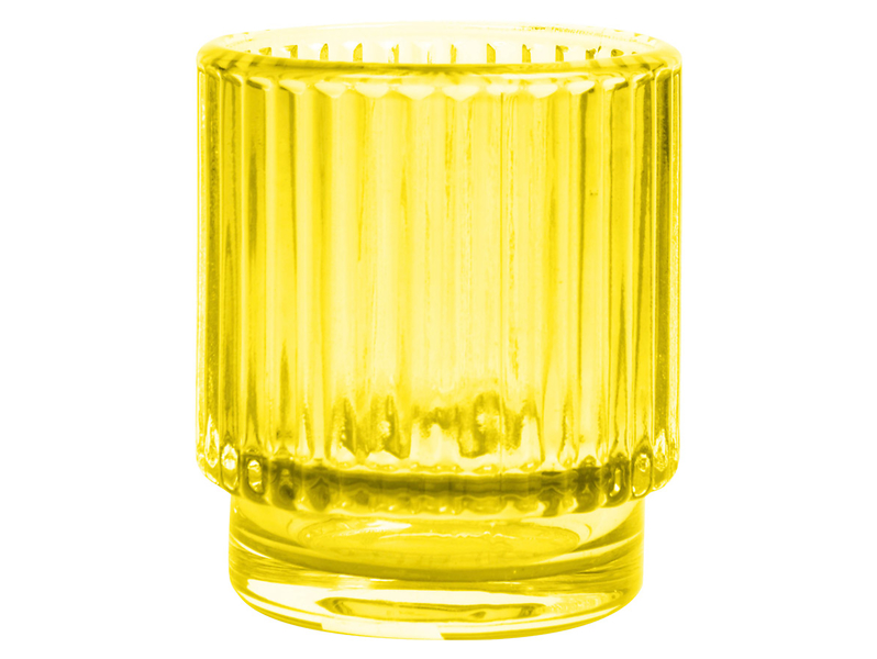 Świecznik szklany t-light Plisa 8 cm żółty 42354