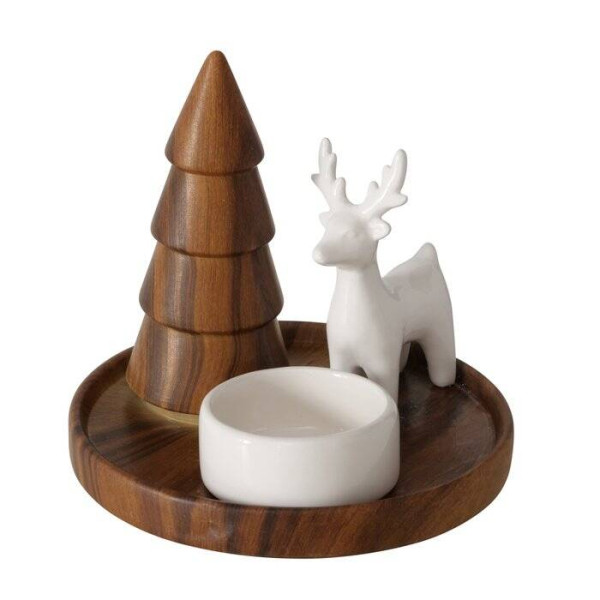 Świecznik z choinką i figurką SKANDO, wys. 12 cm 337507