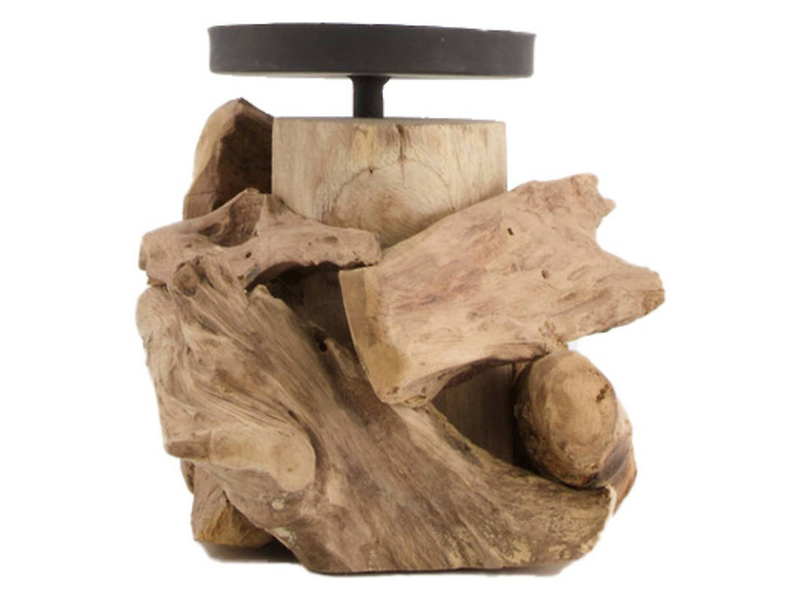 Świecznik z drewnem 13 cm 49698