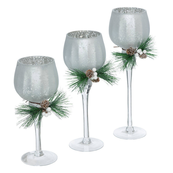 Świeczniki kieliszki 3 szt. Ø13 cm SAMDAM białe 375912