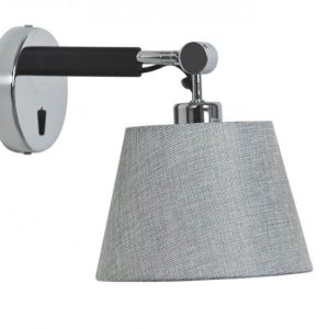 Sypialniana lampa ścienna Zyta z tkaniny szara chrom 187303 Sypialniana lampa ścienna Zyta z tkaniny szara chrom 187303