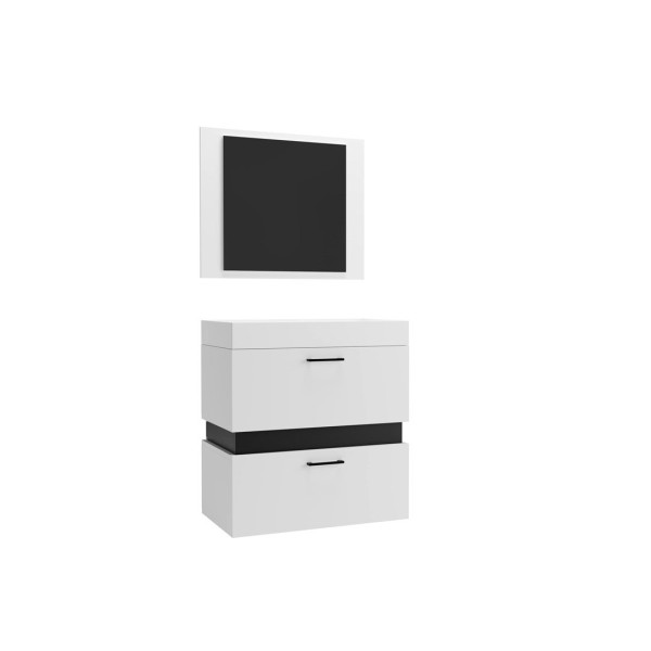 System Trio Szafka Pod Umywalkę 60Cm Z Lustrem Biały + Czarny 958879