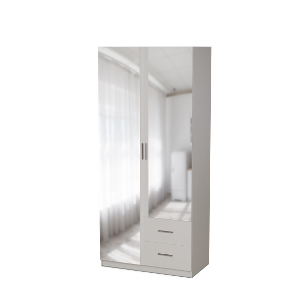 Szafa 100 B, Drążek Ubraniowy, Szuflady, półki Z Lustrami Szary 996455