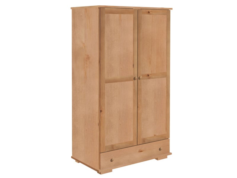 Szafa 100 cm z drewna MODERN z szufladą, drążek i półki, kolor dębowy 525413