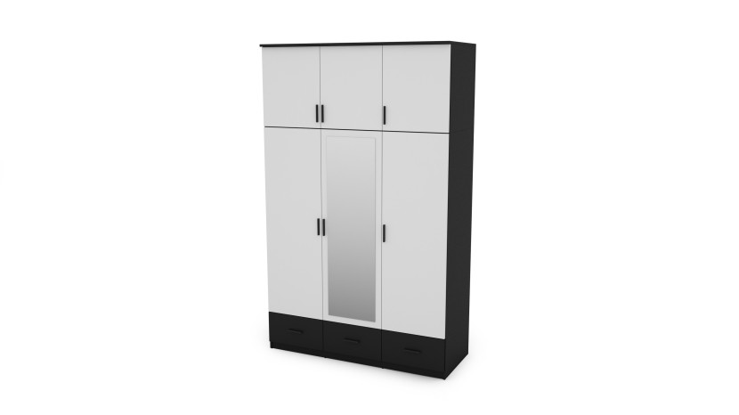 Szafa 150/242 Czarny/Biel Z Lustrem - Okucia Premium 1062824