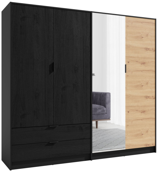 Szafa 220 cm uchylna do salonu UNARI z szufladami szary grafit 771606