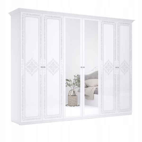 SZAFA 6-DRZWIOWA Diamante Z LUSTREM 281cm biały połysk 263639