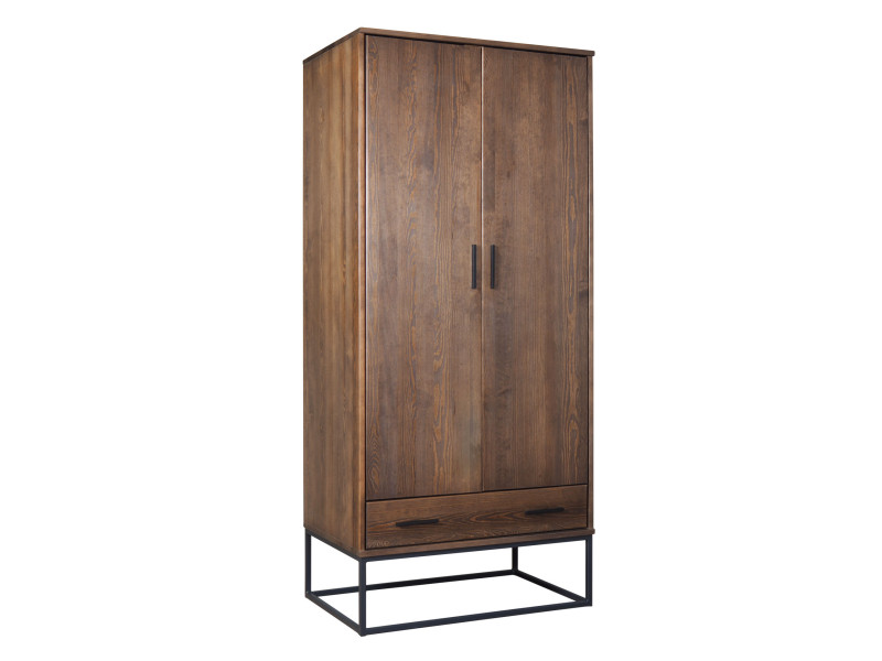 Szafa 90 cm z drewna litego Sydney z metalem 400912