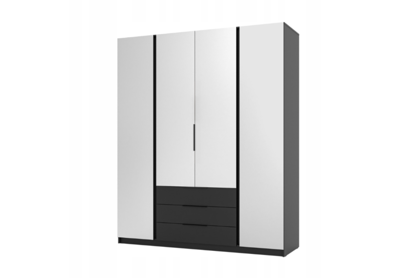 Szafa ARKA 200 cm czarna drzwi uchylne lustro 3 szuflady loft nowoczesna 899758