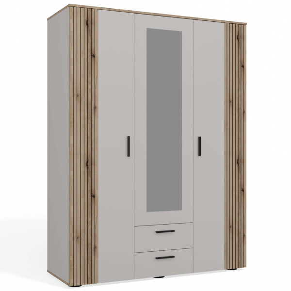 Szafa AVA 150cm z ryflowanym frontem dąb evoke + kaszmir 1003100
