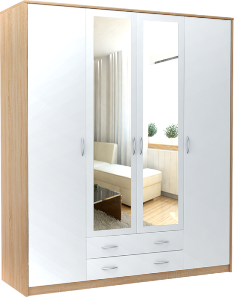 Szafa Czterodrzwiowa SZ08 Dąb Sonoma-Biały 55x168x193 Bestseller 573675