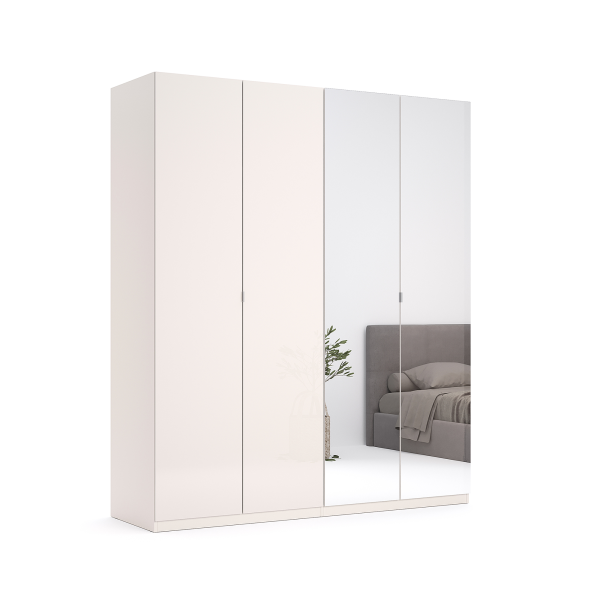 Szafa czterodrzwiowa z lustrem 211x179cm kaszmir połysk 756790