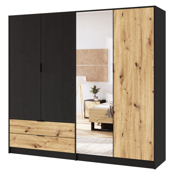 Szafa czterodrzwiowa z lustrem 220 cm UTOPIA 834291