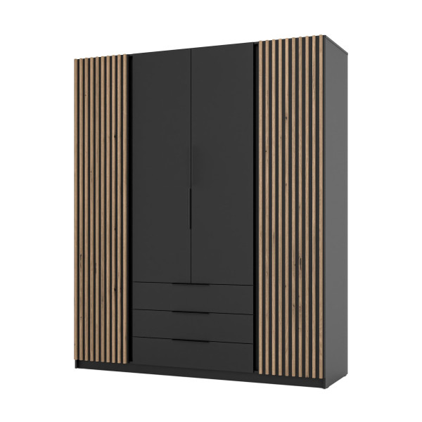 Szafa do przedpokoju 4-drzwiowa z lamelami Dravero BL/BL-EV 2LAM 2F 3S 802664