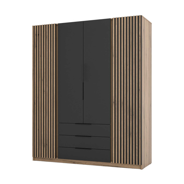 Szafa do przedpokoju 4-drzwiowa z lamelami Dravero EV/BL-EV 2LAM 2F 3S 802705