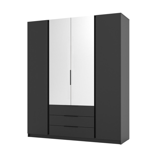 Szafa do przedpokoju 4-drzwiowa z lustrem Dravero BL/BL 2F 2L 3S 802690
