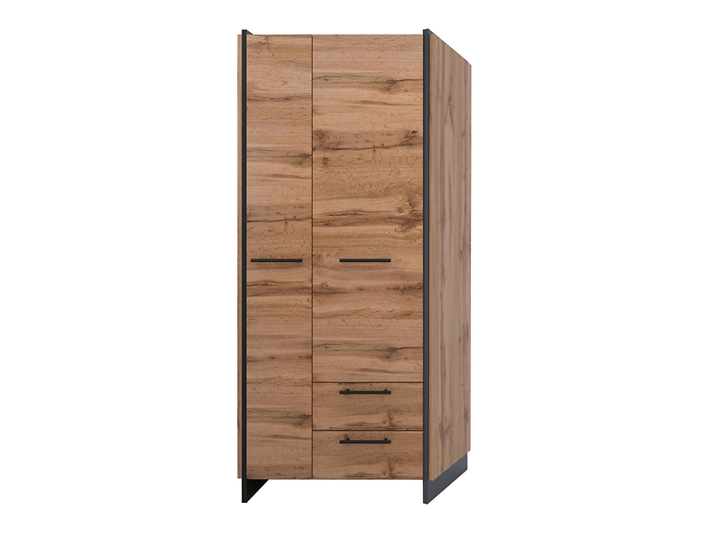 Szafa do przedpokoju Amino 82 cm z 2 drzwiami i 2 szufladami dąb wotan/czarny 260492