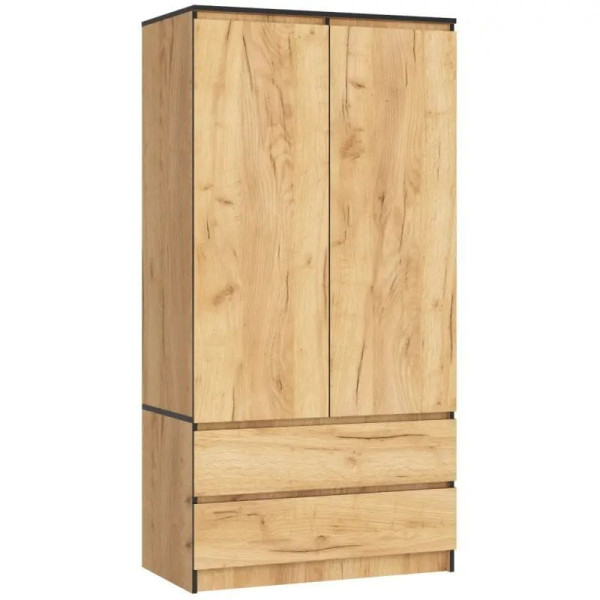Szafa do sypialni, 2 szuflady, DORMI, 90x51x180, dąb craft | TYLETEGOTU 988958