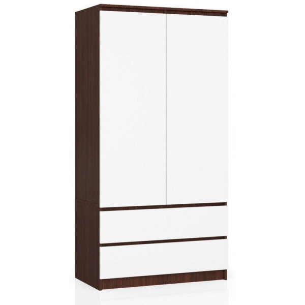 Szafa do sypialni, 2 szuflady, DORMI, 90x51x180, wenge, biel | TYLETEGOTU 988964