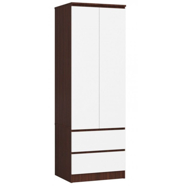 Szafa do sypialni, szuflady, DORMI XS, 60x50x180, wenge, biel | TYLETEGOTU 988963