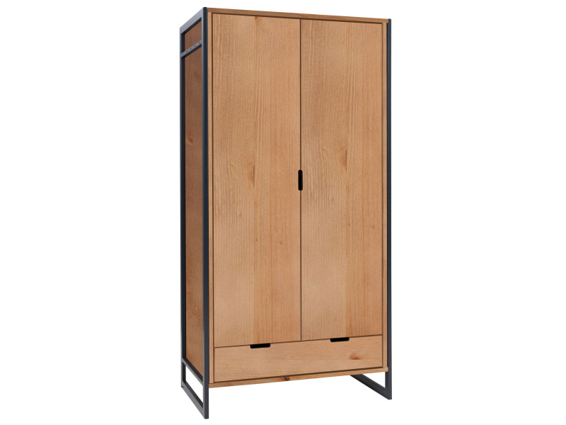 Szafa drewniana LOFT WOOD z drążkiem i półkami, kolor dębowy 568694